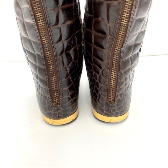 TORY Burch Croco Embossed Leather Knees-high Riding Boot in Brown - Picture 10 of 11